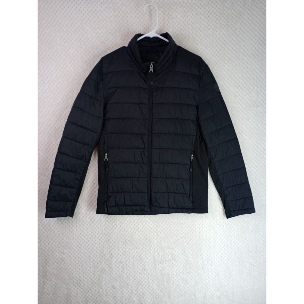 Guess Men's Medium Black Lightweight Quilted Puffer Front Zip Jacket
